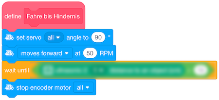 Fahre bis Hindernis Code