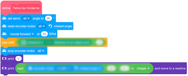 Fahre bis Hindernis Code