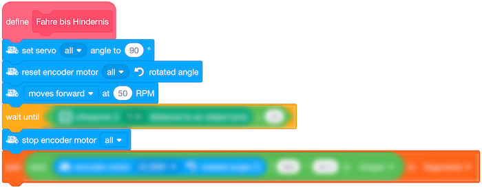 Fahre bis Hindernis Code